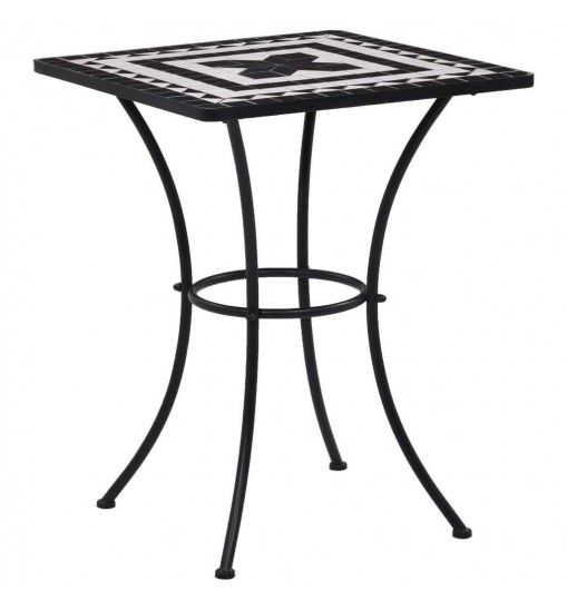 Mosaic Bistro Table Black and White 23.6" Ceramic