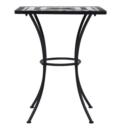 Mosaic Bistro Table Black and White 23.6" Ceramic