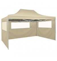 Professional Folding Party Tent with 3 Sidewalls 9.8'x13.1' Steel Cream