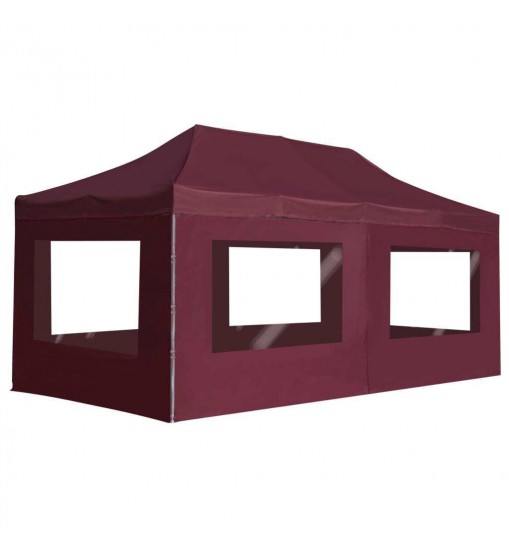 Professional Folding Party Tent with Walls Aluminum 19.7'x9.8' Wine Red