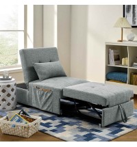 Folding Ottoman Sleeper Sofa Bed; 4 in 1 Function; Work as Ottoman; Chair ; Sofa Bed and Chaise Lounge for Small Space Living; Grey