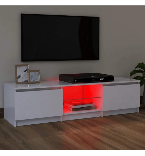 TV Cabinet with LED Lights White 47.2"x11.8"x14"