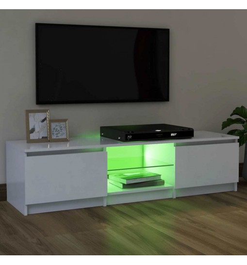 TV Cabinet with LED Lights White 47.2"x11.8"x14"