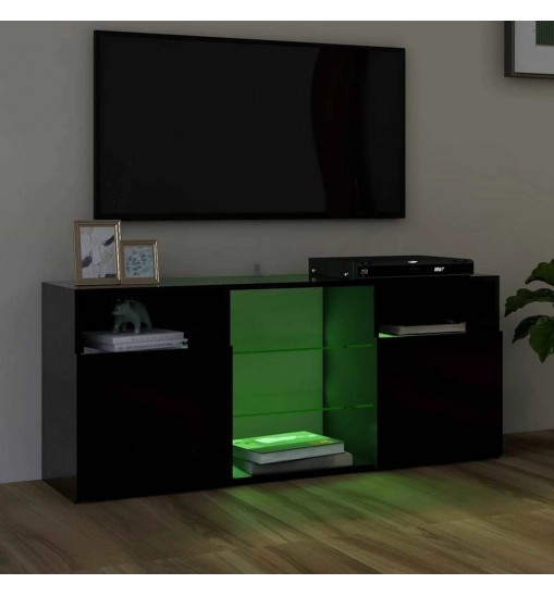 TV Cabinet with LED Lights Black 47.2"x11.8"x19.7"