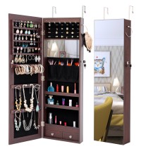 Fashion Simple Jewelry Storage Mirror Cabinet With LED Lights Can Be Hung On The Door Or Wall