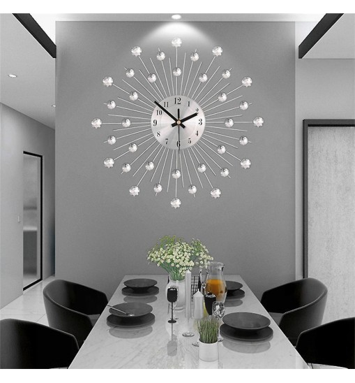 Radial Sunburst Diamond Silent Wall Clock Modern Home Decoration