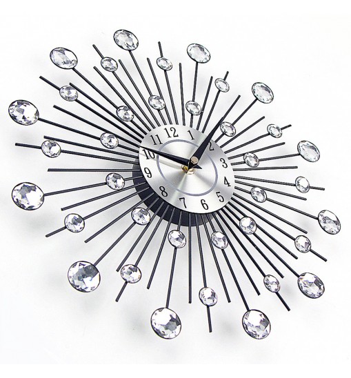 Radial Sunburst Diamond Silent Wall Clock Modern Home Decoration