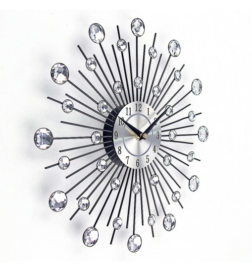 Radial Sunburst Diamond Silent Wall Clock Modern Home Decoration