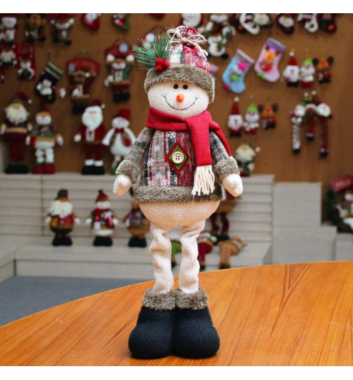 3 Pieces Christmas Decor Sitting Santa Claus Snowman Reindeer Ornament Plush Doll
