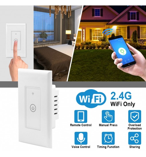 Smart WiFi Light Switch Touch In Wall Remote Controller For Alexa Google Home IFTTT