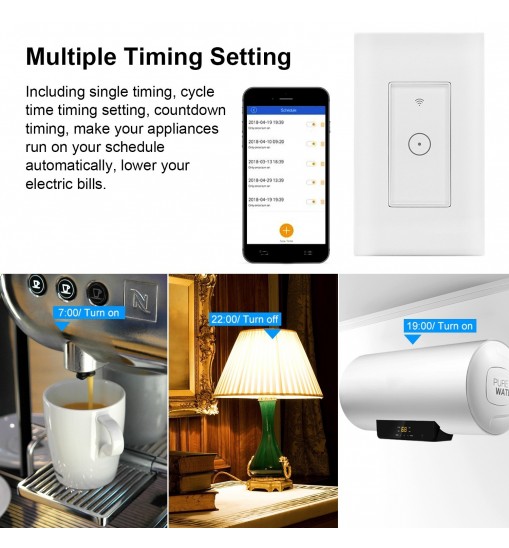 Smart WiFi Light Switch Touch In Wall Remote Controller For Alexa Google Home IFTTT