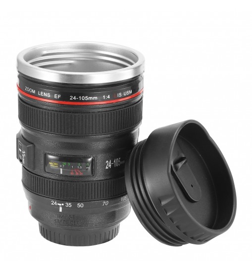 Camera Lens Coffee Mug Cup 13.6oz Food-Grade Stainless Steel Travel Photography Insulated Mug for All Ages