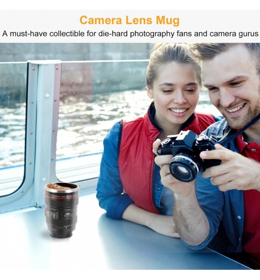 Camera Lens Coffee Mug Cup 13.6oz Food-Grade Stainless Steel Travel Photography Insulated Mug for All Ages