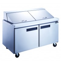 Dukers DSP48-12-S2 Commercial 2-Door Refrigerated Sandwich Salad Food Prep Table in Stainless Steel