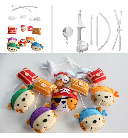 [Pirate and Treasure Box] Baby Hanging Toy Musical Crib Mobile Adorable Baby Room Decor