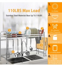 Over Sink Dish Drying Rack Shelf Stainless Steel Kitchen Countertop Bowl Dish Chopping Board Organizer Rack