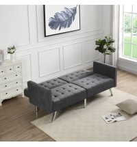 Sofa Bed Convertible Folding Dark Grey Lounge Couch Loveseat Sleeper Sofa Armrests Living Room Bedroom Apartment Reading Room