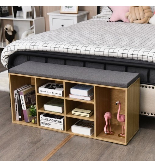 10-Cube Organizer Entryway Padded Shoe Storage Bench