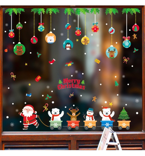 Christmas Window Clings 5Pack, Xmas Decals Decorations Holiday Christmas Window Descoration