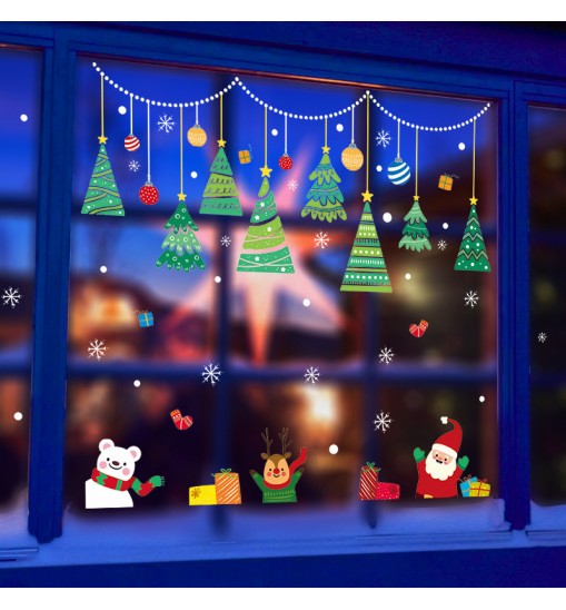 Christmas Window Clings 5Pack, Xmas Decals Decorations Holiday Christmas Window Descoration