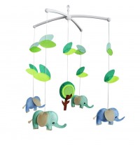 Cute Elephants Nursery Mobile, Exquisite Bedtime Music Crib, Colorful Decor