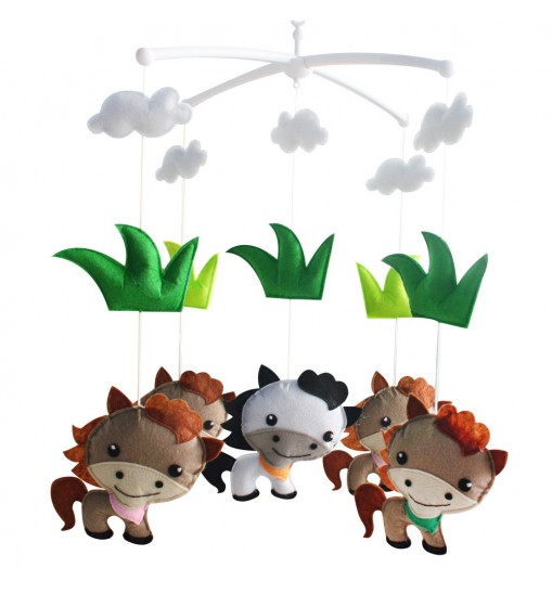 Infant Musical Mobile, Nursery Mobile, Baby Mobile [Grass and Cute Colt]