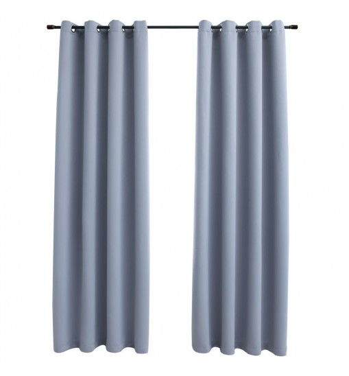 Blackout Curtains with Rings 2 pcs Gray 54"x63" Fabric