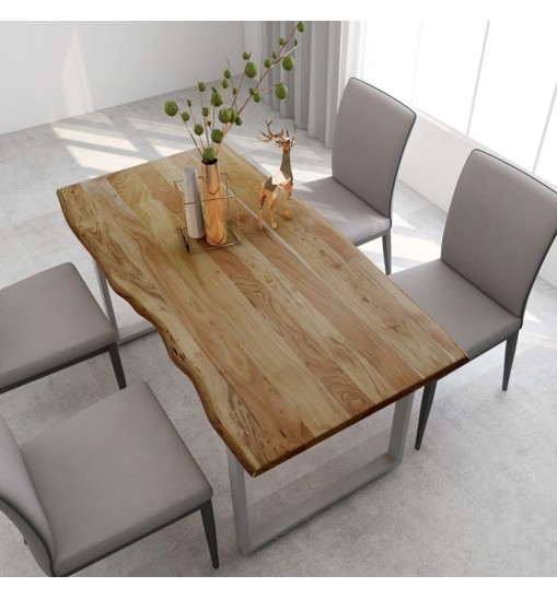 Dining Table 63"x31.5"x29.9" Solid Acacia Wood