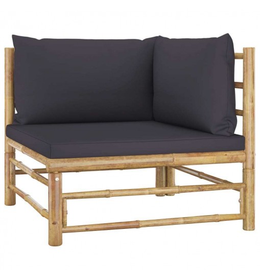 6 Piece Patio Lounge Set with Dark Gray Cushions Bamboo