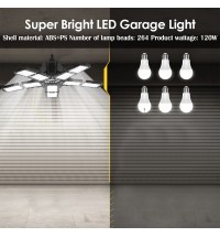 LED Garage Lights with 5-8 Adjustable Panels E27 Ceiling Shop Work Lamp Deformable Bulb Ceiling Light for Shop/Storage/Warehouse
