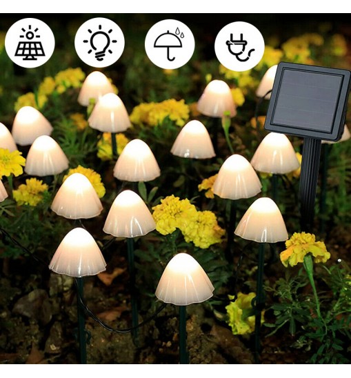 LED Outdoor Solar Garden Lights Waterproof Mushroom String Lawn Lamps Cute Fairy Light Landscape Lamp Path Yard Lawn Patio Decor