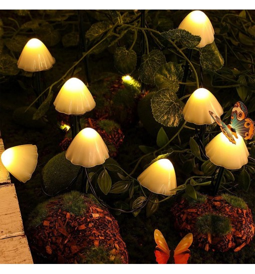 LED Solar Lights Outdoor Garden Waterproof Mushroom String Lawn Lamps Cute Fairy Light Landscape Lamp Path Yard Lawn Patio Decor