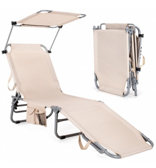 Adjustable Outdoor Recliner Chair with Canopy Shade