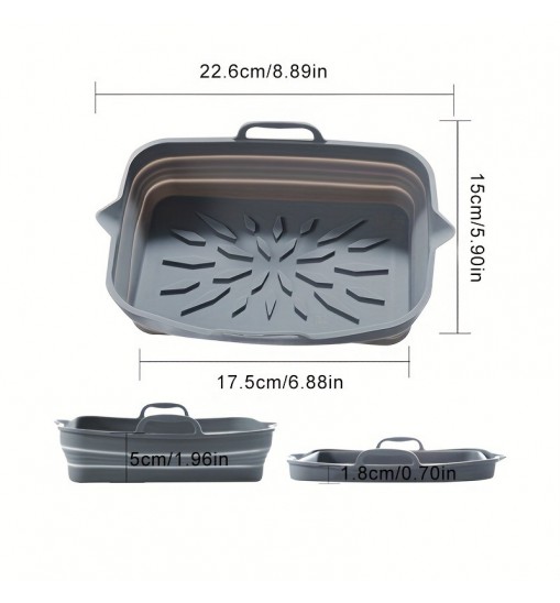 Rectangular Air Fryer Liners; Foldable Silicone Tray; Air Fryer Accessories; Reusable Grill Plate; Heat Resistant Microwave Silicone Plate; Home Kitchen Items