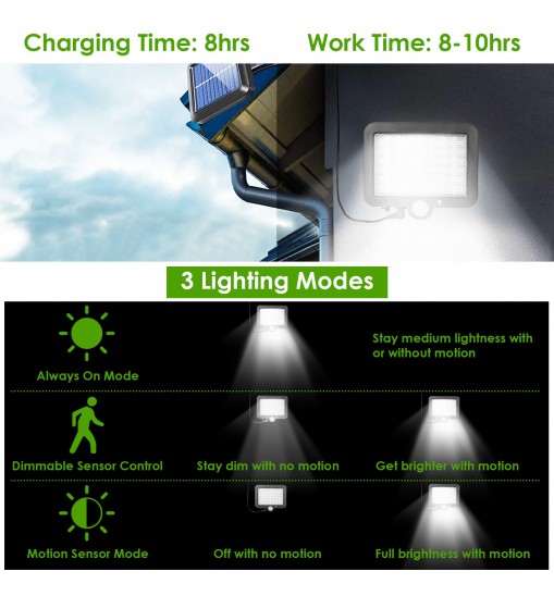 56 LEDs Outdoor Solar Security Light Flood Light Wall Solar Lamp Motion Sensor Solar Light LED Garden Path Garage Light