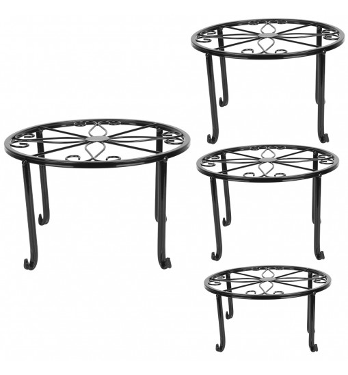 4Packs Iron Plotted Plant Stands Shelves Heavy Duty Round Flower Pot Holder Rack Home Yard Garden Patio D?cor