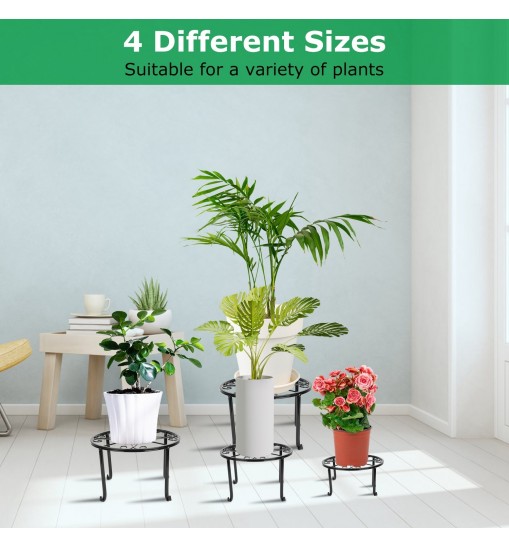 4Packs Iron Plotted Plant Stands Shelves Heavy Duty Round Flower Pot Holder Rack Home Yard Garden Patio D?cor