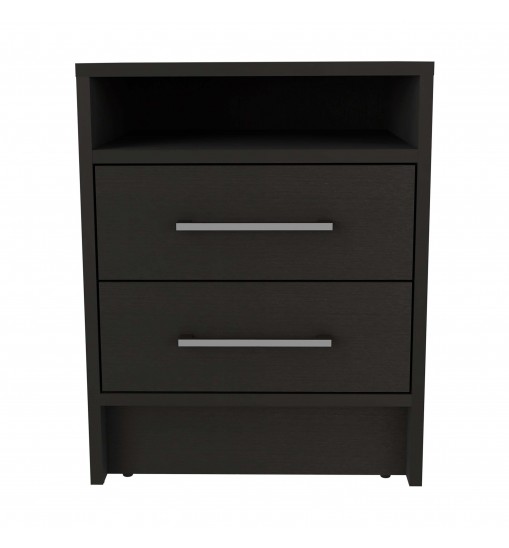 Benson 2 Piece Bedroom Set, Nightstand + Drawer Dresser, Black / Light Oak