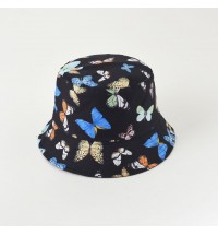 New hat spring and summer new leaves butterfly double-sided wearing fisherman hat basin hat leisure travel sun hat