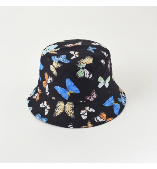 New hat spring and summer new leaves butterfly double-sided wearing fisherman hat basin hat leisure travel sun hat