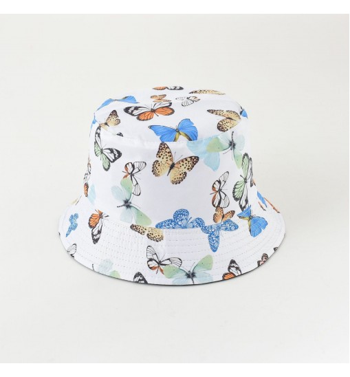 New hat spring and summer new leaves butterfly double-sided wearing fisherman hat basin hat leisure travel sun hat