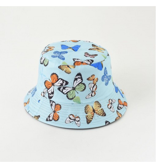 New hat spring and summer new leaves butterfly double-sided wearing fisherman hat basin hat leisure travel sun hat