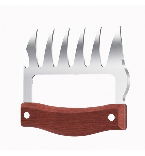 LMETJMA Bear Claws Stainless Steel BBQ Meat Shredder Claws with Wooden Handle Bottle Opener Turkey Chicken Claws KC0423