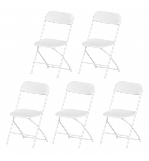 Plastic folding chairs-white 5 pack