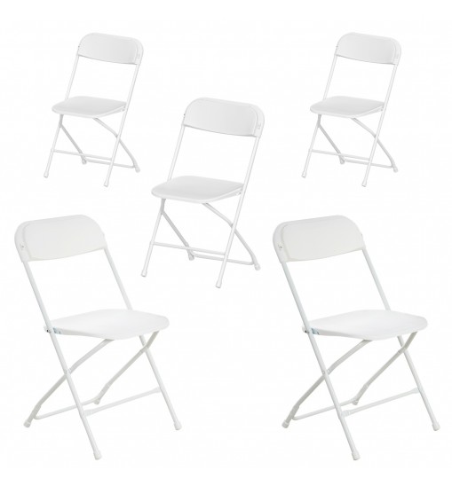 Plastic folding chairs-white 5 pack