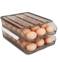 Egg Container Holder for Refrigerator Double Layer Egg Storage Box with Lid Automatic Rolling Egg Box Organizer Bin Tray Rack 36 Eggs