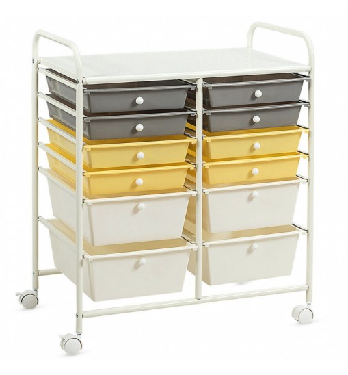 12 Drawers Rolling Cart Storage Scrapbook Paper Organizer Bins