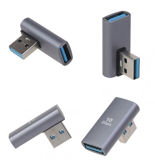 90 Degree USB to USB Adapter Right Angle USB 3.0 Male to USB Female for Laptop