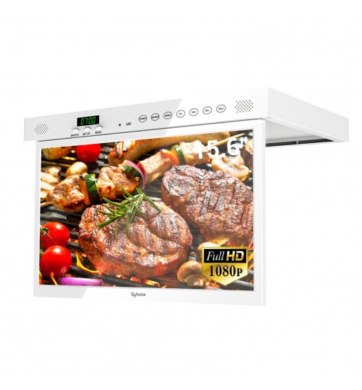 Sylvox 15.6" Kitchen TV Flap down Smart TV Android 11.0 Supports Timing Bluetooth WiFi Foldable Under Cabinet TV