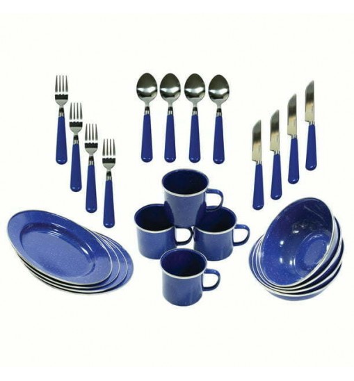 24 Piece Dinnerware Enamel Set